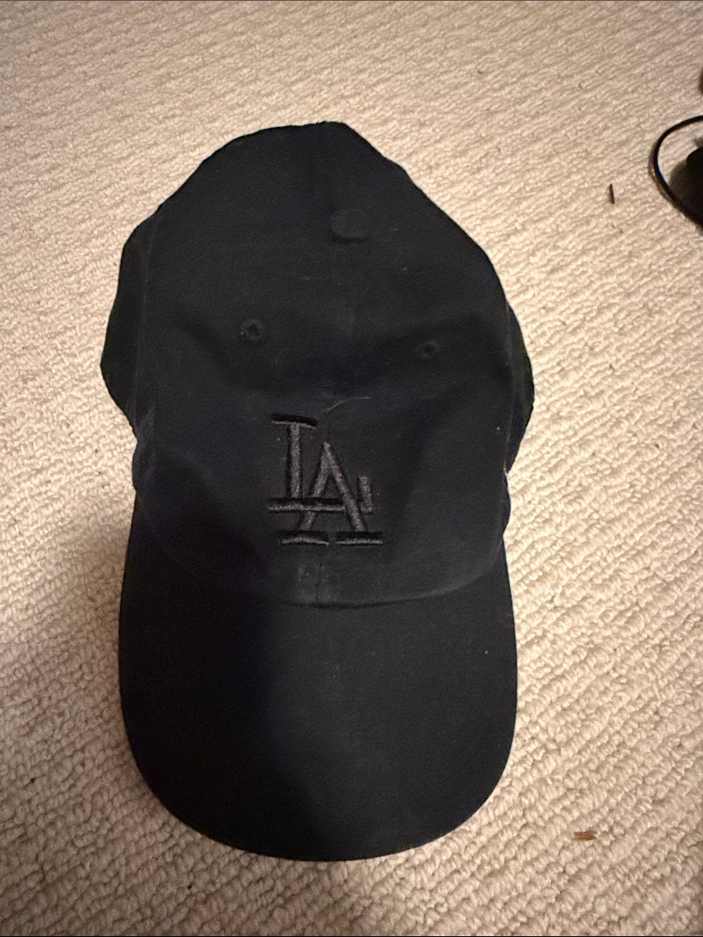 Black Embroidered LA Logo Baseball Cap